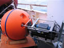 Mooring float surrounded by ice