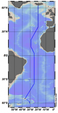 Map showing A16 North-South Transect
