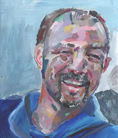 Watercolor self portrait of Gregory C. Johnson