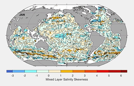 Mixed layer salinity skewness map