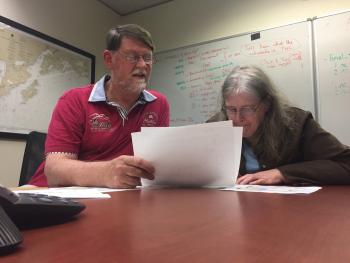 ITAE Team Operational Planning in Seattle, WA. Dr. Edward Cokelet (left) and Dr. Phyllis Stabeno (right). 