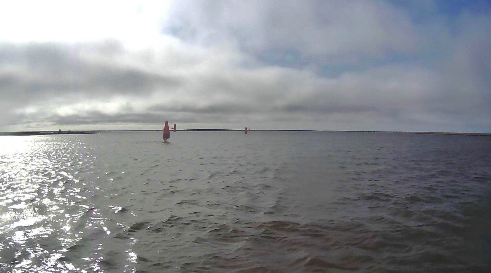 View from the saildrone as it moves into the coastal lagoon of Wainwright, AK.  Photo: Saildrone Inc. & NOAA 