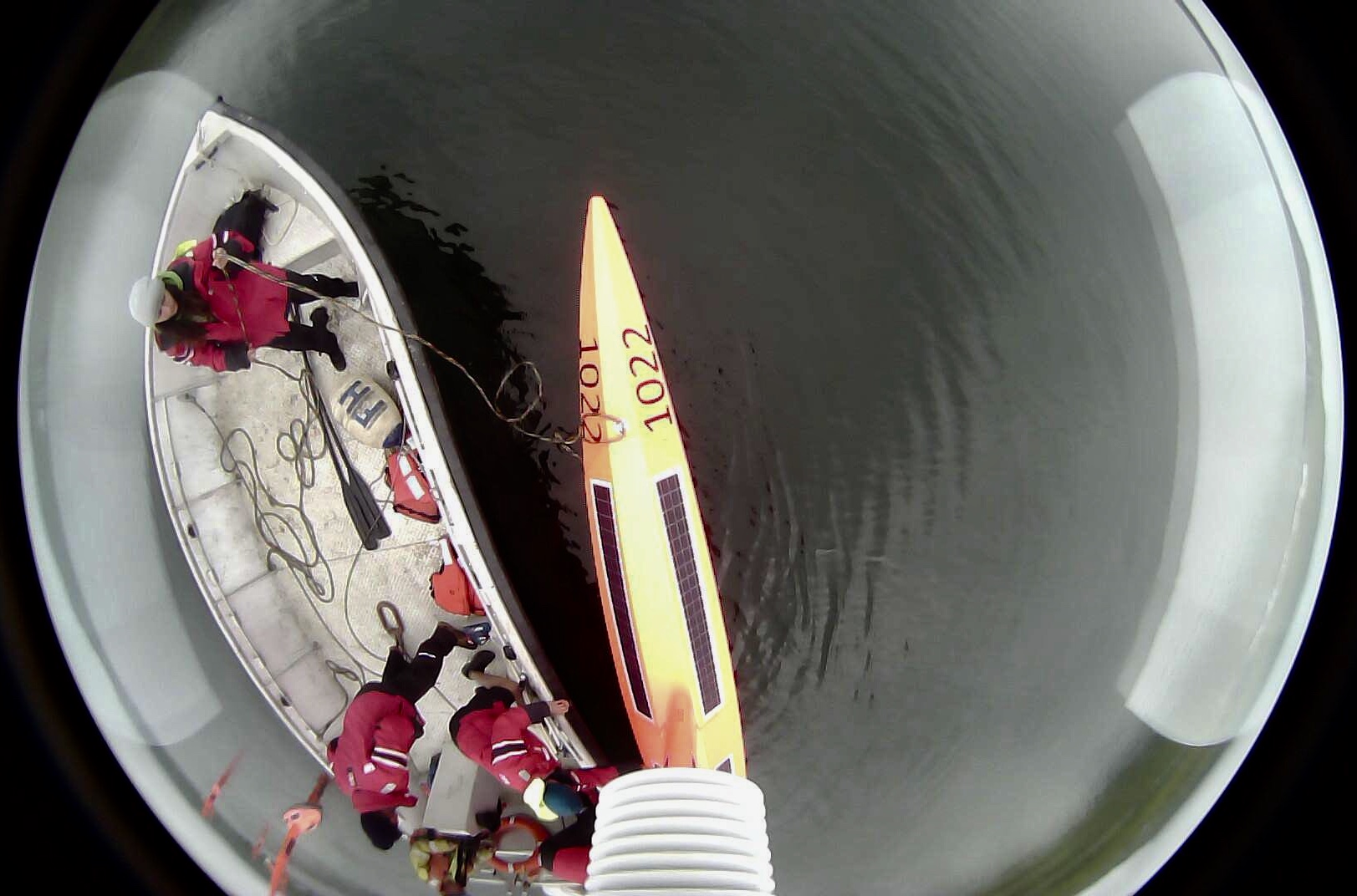 Drone view: launching in Dutch Harbor, AK