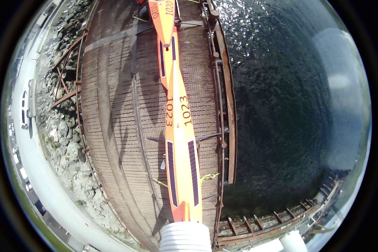 View from atop as the drones are preapred dock-side in Dutch Harbor, AK in early July 2018.  Photo: Saildrone Inc. & NOAA