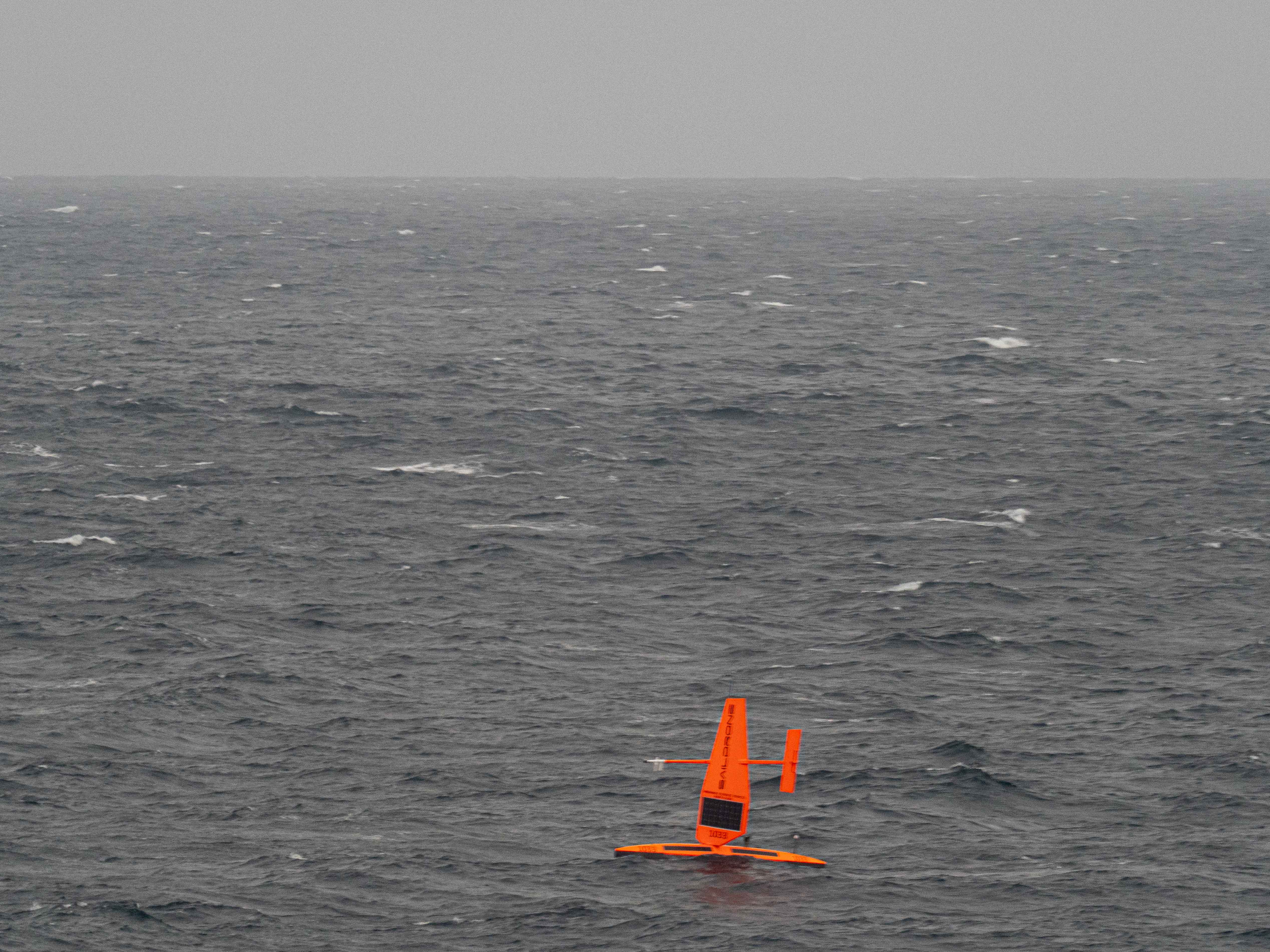A saildrone observed at sea in the Arctic during the 2019 NOAA Arctic missions