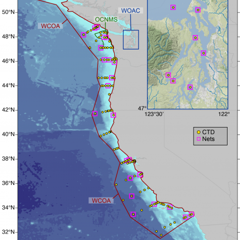 West Coast Sampling Stations Map of the 'Omics Groups West Coast sampling sites