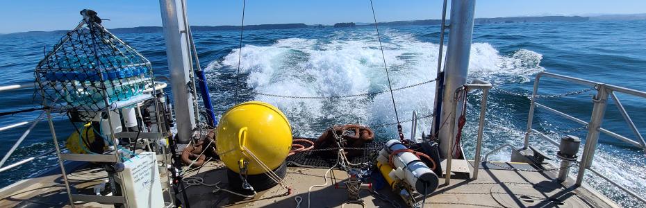 Deck of the RV Storm Petrel before the deployment of an automonous eDNA sampler in the Olympic Coast National Marine Sanctuary