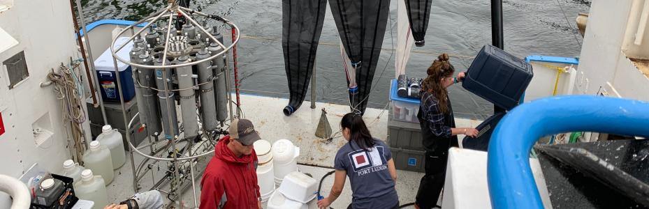Sampling plankton on the Rachel Carson