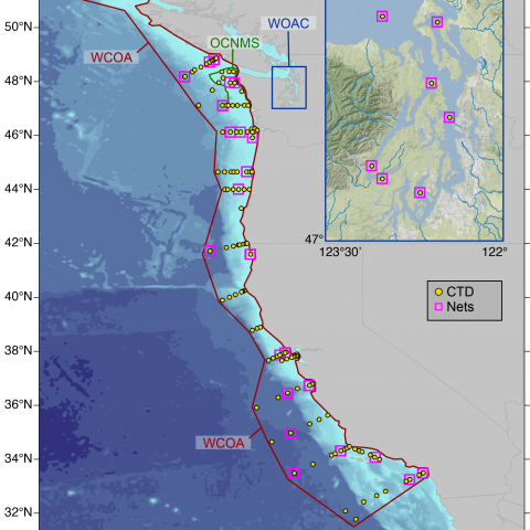 Map of the 'Omics Groups West Coast sampling sites