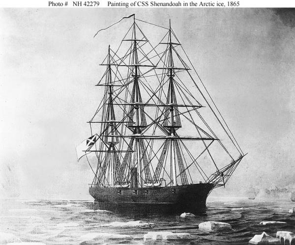 Painting of CSS Shenandoah in the Arctic ice, 1865