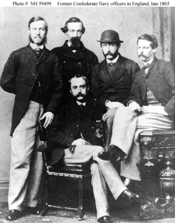 Former CSN officers: E.G. Booth (seated), and (standing, L-R): I.S. Bulloch (Shenandoah), B.W. Green, W.H. Murdaugh, C.E. Lining (Shenandoah).