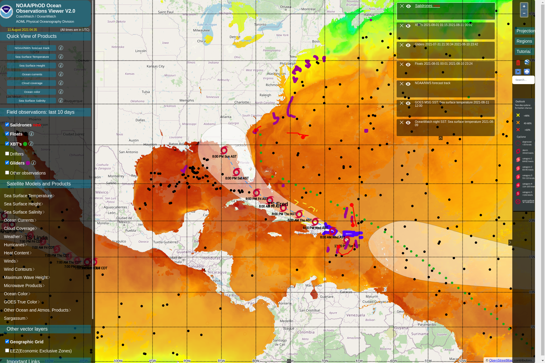 The saildrone south of Puerto Rico recorded Tropical Depression Fred as it passed by.