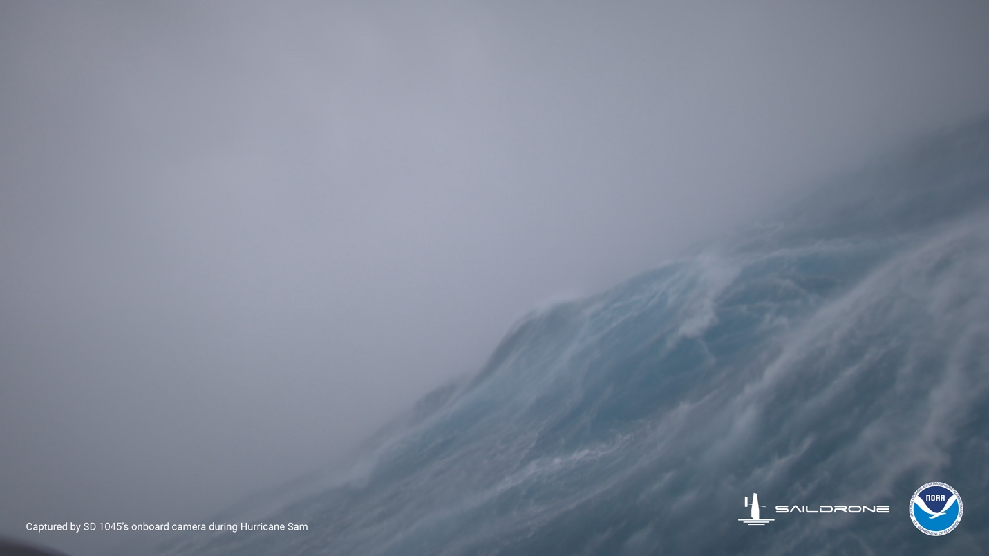 Image of rough waves captured by Saildrone 1045 in Hurricane Sam
