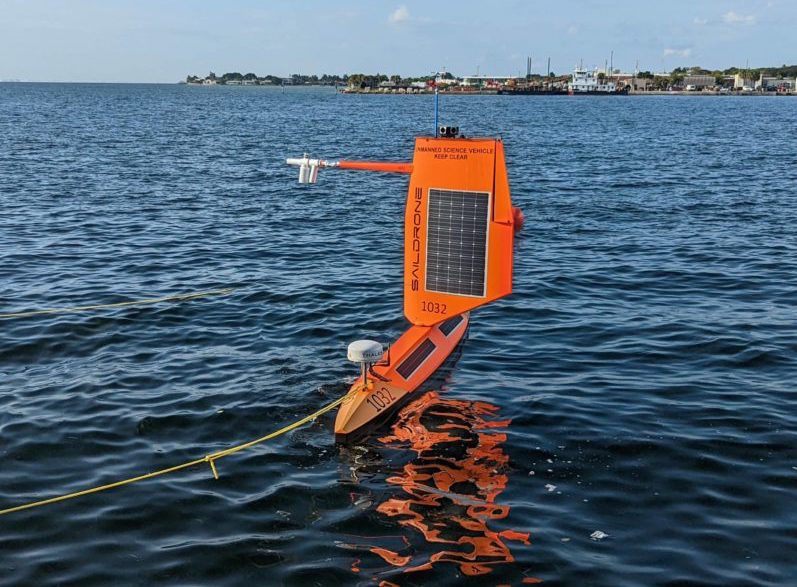 Saildrone being launched from St. Petersburg