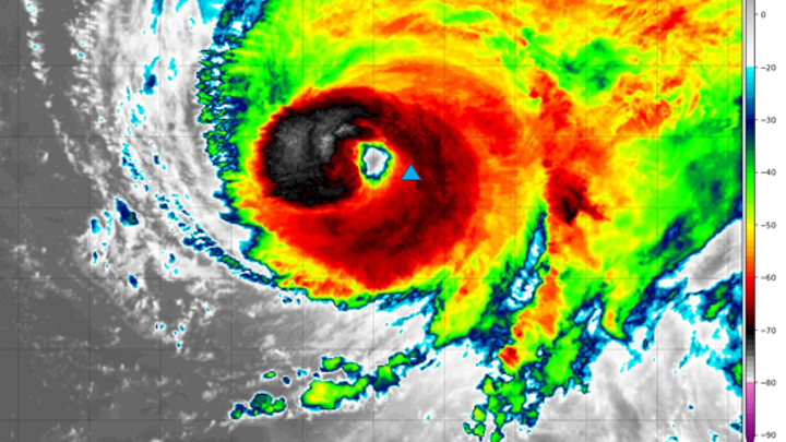 Infrared satellite image of Hurricane Fiona