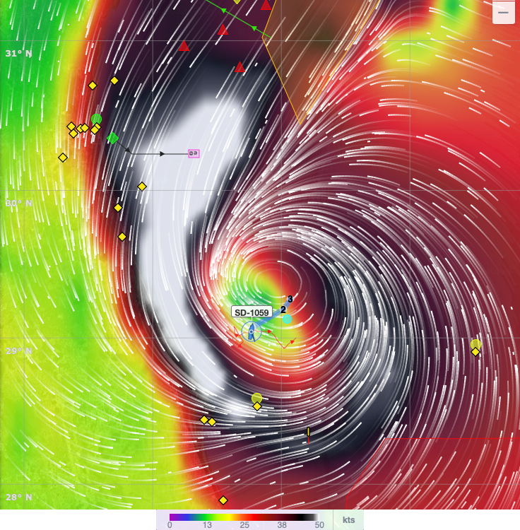 Wind speed and pattern of Hurricane Ian