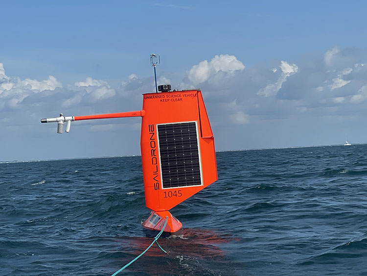 Saildrone 1045 floating on the ocean