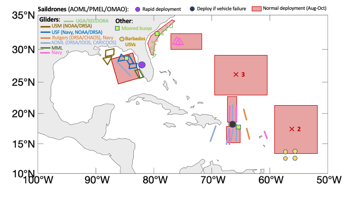 Map of the 2023 saildrone hurricane observations mission