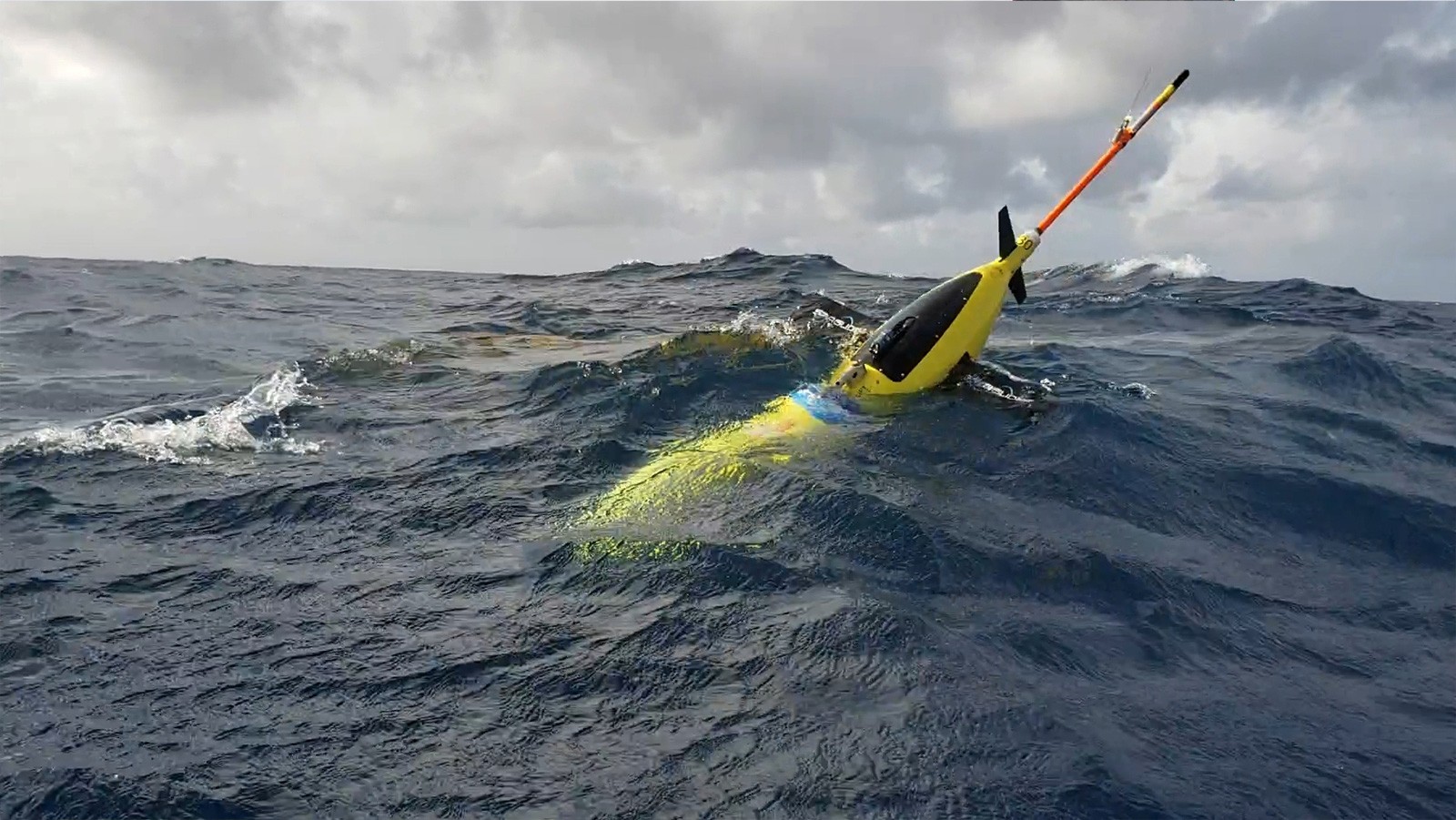 Ocean glider taking measurements in the water