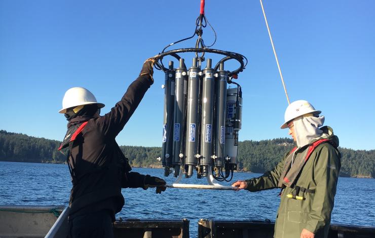 Deploying a CTD aboard the RV Centennial