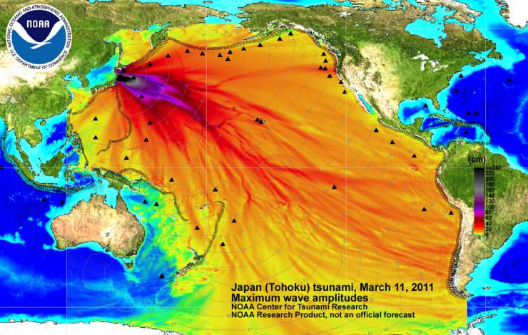 image of energy map of 2011 Japan tsunami