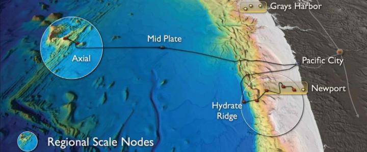 Undersea Cabled observatories on the Juan de Fuca ridge at Axial Seamount.