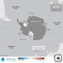 Animation of sea-air CO2 as the saildrone circumnavigated Antarctica. 