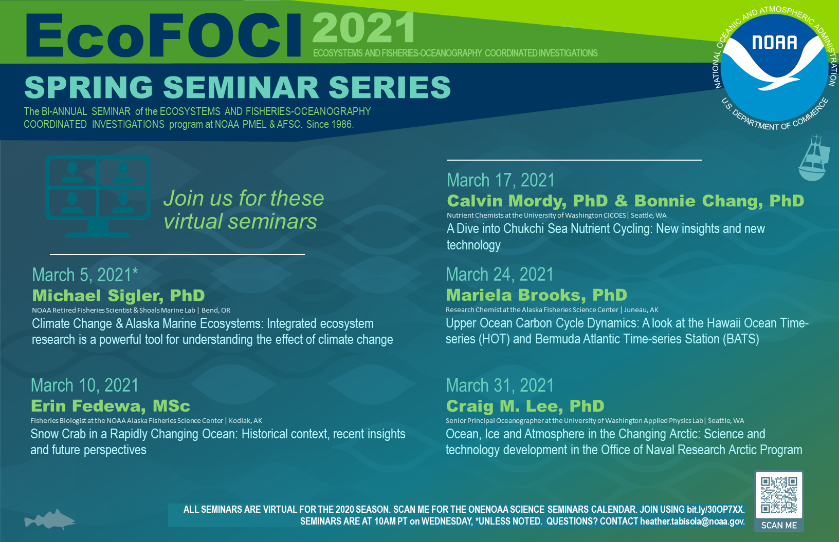 EcoFOCI_SeminarSeries_SPRING2020.png Flyer on teal background listing all of the speakers for the EcoFOCI Spring Seminar Series