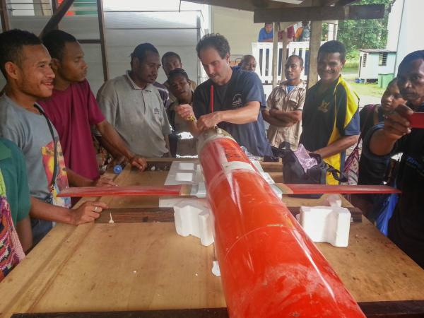 Working on a glider that drifted to Alotau, Papua New Guinea