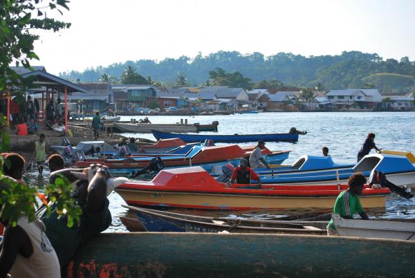 Waterfront and multiple boats at Gizo