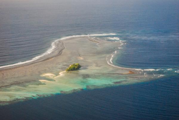 Aerial view of reef islet