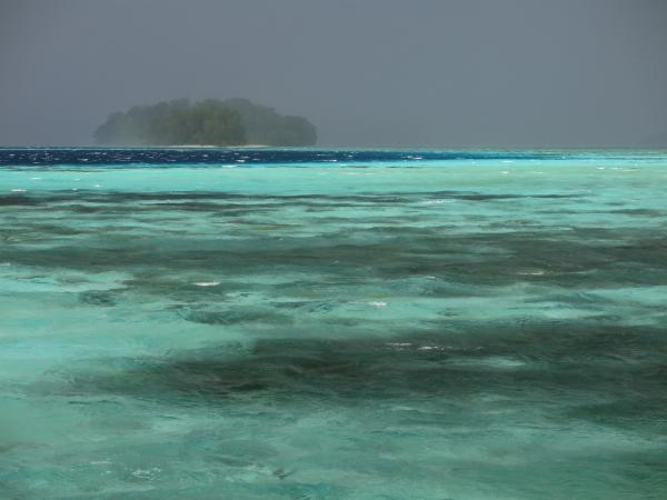 Rainstorm over the sea and island