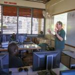 Researcher lecturing in a classroom at the Solomon Islands Teacher's College