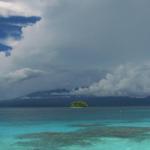 View of sea and sky over Kolombangara Volcano, Solomon Islands