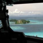 Landing at Gizo on grass airstrip