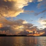 Clouds, water, and sunset over Gizo town