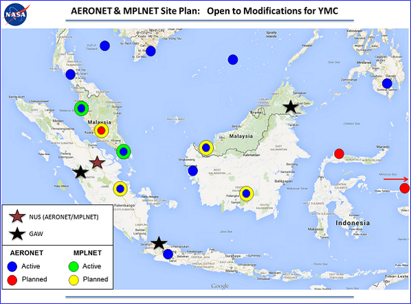 NASA AERONET/MPLNET observation networks map